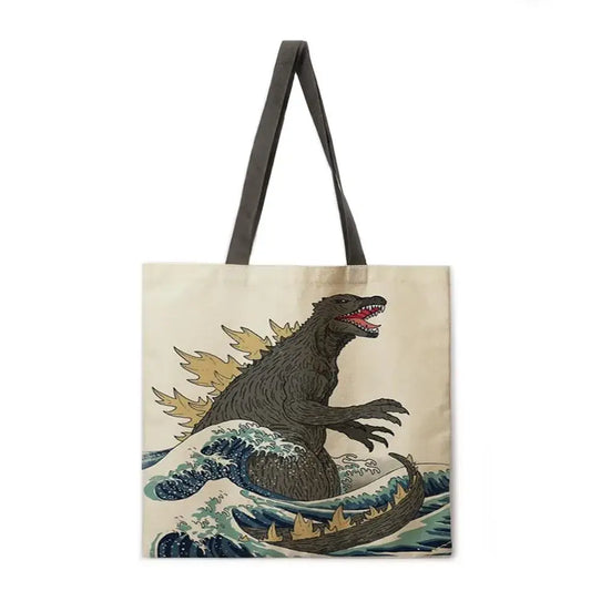 Godzilla Waves Tote Bag